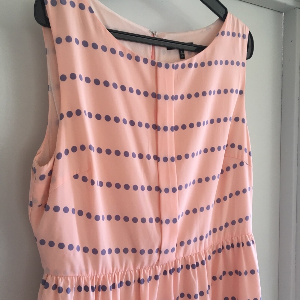 Light pink with purple polka dot stripes dress